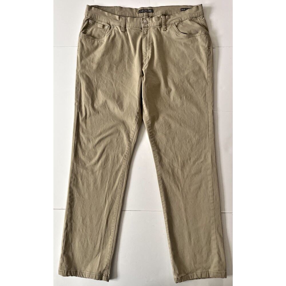 Slate And Stone Sloan Standard Slim Pants 35x28 Khaki Straight Leg Stretch Soft